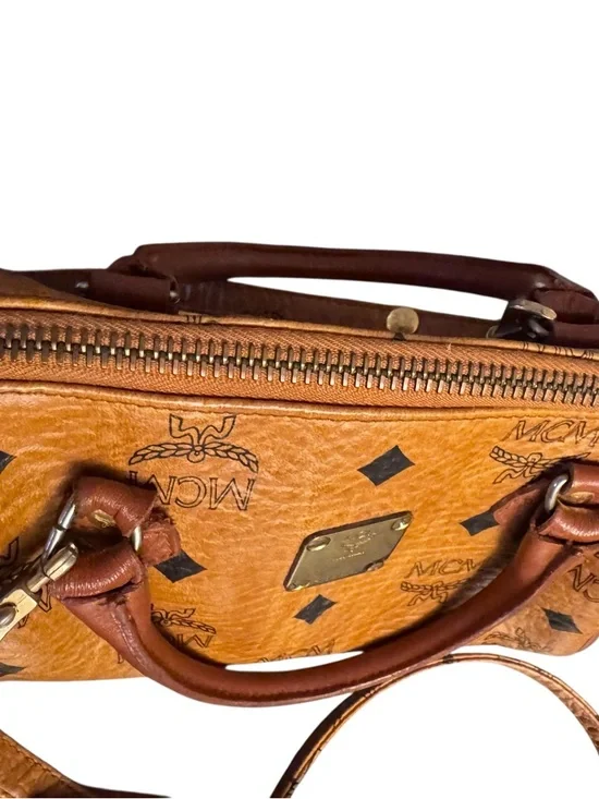 MCM Cognac Visetos Mini Crossbody Satchel with Gold Hardware - Picture 4 of 16